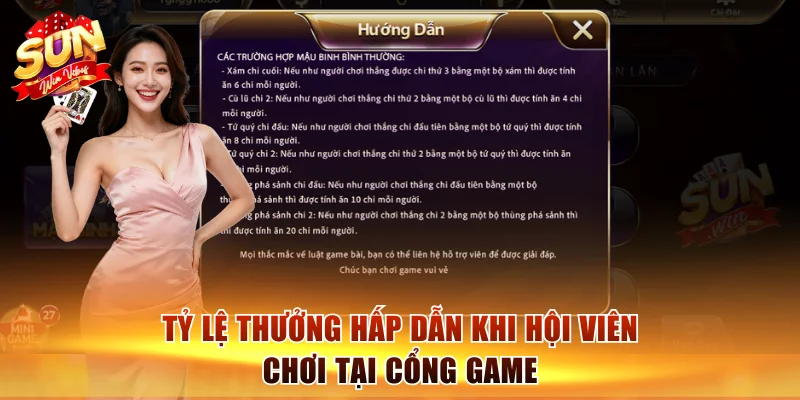 Tỷ lệ thưởng hấp dẫn khi hội viên chơi tại cổng game